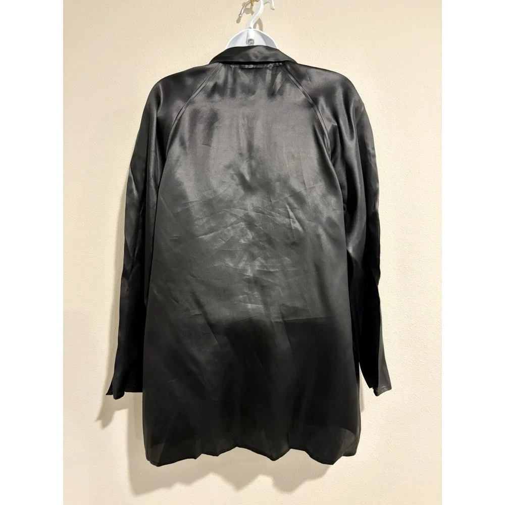 Talbots Pure Silk Black Satin Jacket~Sz 6~Cocktails Minimalist Country Club - Picture 8 of 13